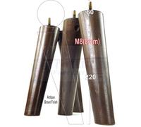 L&F 4 Solid Wood Turned Furniture Legs Replacement Mid Century Angled Retro Feet 220mm High M8 Antique Brown