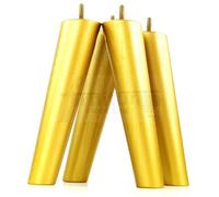 L&F 4 Solid Wood Turned Furniture Legs Replacement Mid Century Angled Retro Feet 220mm High M8 Gold