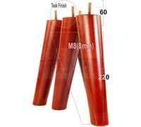 L&F 4 Solid Wood Turned Furniture Legs Replacement Mid Century Angled Retro Feet 220mm High M8 Teak