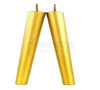 L&F 4 Solid Wood Turned Furniture Legs Replacement Mid Century Angled Retro Feet 230mm High M8 Gold