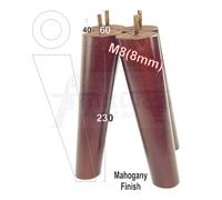 L&F 4 Solid Wood Turned Furniture Legs Replacement Mid Century Angled Retro Feet 230mm High M8 Mahogany