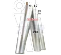 L&F 4 Solid Wood Turned Furniture Legs Replacement Mid Century Angled Retro Feet 240mm High M8 Silver