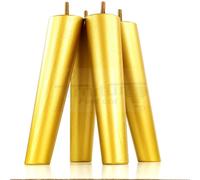 L&F 4 Solid Wood Turned Furniture Legs Replacement Mid Century Angled Retro Feet 240mm High M8 Sofa Chairs Stools Cabinets Beds Gold