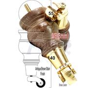 L&F 4X Replacement Solid Wood Furniture Feet With Brass Castor Legs 140mm Height Sofas Chairs Stools M8(8mm) Tsp2005
