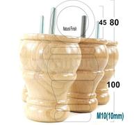 L&F 4X Solid Natural Wood Bun Feet Turned Wooden Furniture Legs Sofas Chairs Stools M10 Cwc802