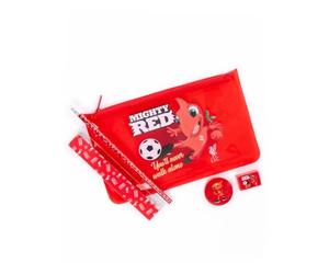 L.F.C. Liverpool FC Mighty Red School Stationery Set, 6-Piece Kit with Pencil Case, Ruler, Sharpener, Eraser, Official Football Club Merchandise