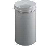 Durable Waste Paper Bin Metal Round 30 Litre Bin With Fire Extinguishing Lid Tuv Certified Grey