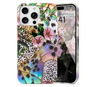 L-FADNUT for iPhone 16 Pro Max Case, Compatible with Magsafe, Cute Wildflower Design Magneitc Phone Case, Soft Silicone Aesthetic Protective Shockproof Cover for Women Girls, Mystic Leopard Flower