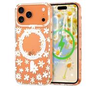 L-FADNUT Magnetic for iPhone 17 Pro Max Case, Compatible with Magsafe Floral Pattern Design, Clear Girly Flower Cover Slim Bumper Shockproof Protective Phone Case for iPhone 17 Pro Max White