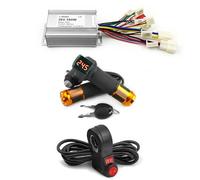 L-faster 24V 36V 350W Electric Brushed Motor Controller Kit Reverse Control 3-speed Device For 250W 350W Electrical Scooter Bicycle Motor (Controller switch Key throttle kit, 36V 350W)