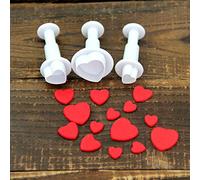 L-FENG-UK 3Pcs Heart Plunger Cutters for Fondant Icing - Heart Shaped Cookie Cutter Set for Cake Decorating, Sugar Craft & Clay - Easy Release Sugarcraft Mold Tools