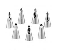 L-FENG-UK 7-Piece Stainless Steel Icing Tips Set - Multi-Shape Nozzles for Cakes, Cupcakes & Biscuits - Reusable, Rust-Resistant Piping Tips