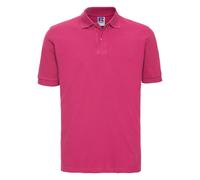 (L, Fuchsia) Russell Mens 100% Cotton Short Sleeve Polo Shirt