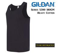 (L) Gildan Black Tank Top Singlet Shirt S - 3XL Small Big Men's Heavy Cotton