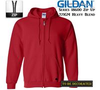 (L) Gildan Red Zip Up Hoodie Heavy Blend Hooded Sweatshirt Sweater Sweat