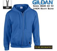 (L) Gildan Royal Blue Zip Up Hoodie Hooded Sweatshirt Sweater Fleece
