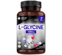 L-Glycine Capsules - 180 High Strength Vegan Amino Acid Suppelements - 1600mg Per Serving Providing A 3 Month Supply - Glycine Supplement Made in The UK by New Leaf