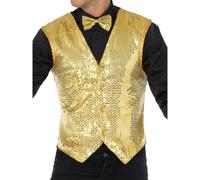 (L, Gold) Smiffys Mens Sequin Costume Waistcoat
