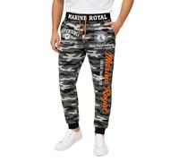 L.gonline Men's Long Jogging Bottoms, Boys' Cotton Sports Trousers, Cosy, Leisure Trousers, Men's Inner Fleece, Soft, Jogger Training, Tracksuit Bottoms, Navy Royal, Camouflage Orange, 3XL
