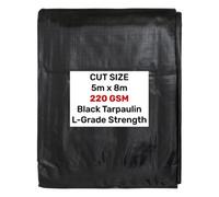 L Grade Black/silver Tarpaulin 5M X 8M 220Gsm Heavy Duty With 12mm Grommets
