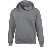 (L, Graphite Heather) Gildan Heavy Blend Childrens Unisex Hooded Sweatshirt Top / Hoodie