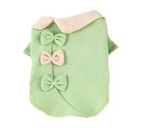 (L, Green) Pet Dogs Clothes Soft Apparel Cute Bow Decorations Round Neck Pull On Closure Spring Summer Coat for Small Dogs Green M