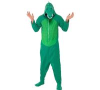 (L, Green) Smiffys Mens Crocodile Hooded Jumpsuit