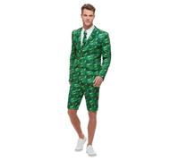 (L, Green) Smiffys Mens Palm Print Costume Suit Set