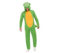 (L, Green/Yellow) Smiffys Unisex Adult Dinosaur Costume Jumpsuit