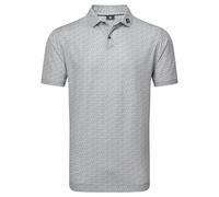 (L, Grey) Footjoy Mens Bounce Print Pique ProDry Moisture Wicking Golf Polo Shirt