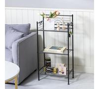 L&H UNICO 3-Tier Free Standing Wire Rack Durable Metal Shelving Storage Unit with Adjustable Feet 4-Hook for Bathroom Laundry Kitchen Office, Black