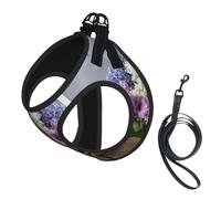 L Harness Lilac Flowers Print Vest for Small Dogs and Cats | Light Puppy Breathable Mesh Reflective Training Walking Adjustable Circumference Cat Comfort