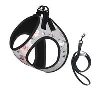 L Harness Plant Floral Flowers Print Vest for Small Dogs and Cats | Light Puppy Breathable Mesh Reflective Training Walking Adjustable Circumference Cat Comfort