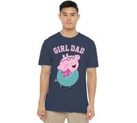 (L, Heather Navy) Peppa Pig Unisex Adult Girl Dad Daddy Pig Heather T-Shirt