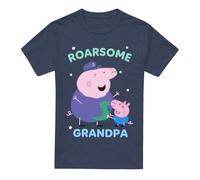 (L, Heather Navy) Peppa Pig Unisex Adult Roarsome Grandpa Pig T-Shirt