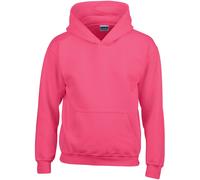 (L, Heliconia) Gildan Heavy Blend Childrens Unisex Hooded Sweatshirt Top / Hoodie