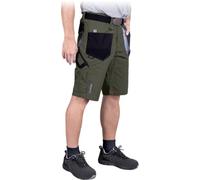 L.HOLLMAN FORMEN Safety Work Cargo Shorts, Polyester-Cotton Blend, GSM 270, Multiple Pockets, Key Terminal, Loops for Accessories, Color: Khaki-Black-Grey, Size: M