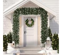 (L) HOMCOM 8.2 ft Snow Frosted Christmas Tree Arch, Doorway Decor