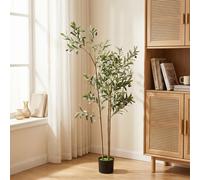 HOMCOM 148 cm Decorative Artificial Plant, Silk Olive Tree with 553 Leaves in Green HOMCOM Green