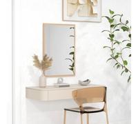 HOMCOM Decorative Rectangular Wall Mirror, 70 x 50 cm Wall-Mounted Bathroom Mirror for Living Room, Bedroom, Hallway, Natural Wood