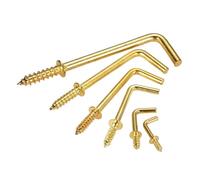 L Hook Screws,Screw Hooks,10/20pcs 7-Style Metal L-Shape Golden Screw-in Hanger 17/25/37/47/54 Mm Wood Wall Mounted Photo Frame Kitchen Garden(10pcs 37x13x3mm)