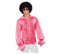 (L, Hot Pink) Smiffys Mens 60s Ruffled Shirt