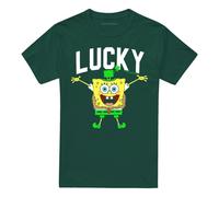 (L, Hunter Green) SpongeBob SquarePants Unisex Adult Lucky St Patricks Day T-Shirt