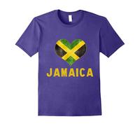 (L) I love Jamaica - Jamaican Flag Heart Shirt Tee-Father's Day