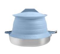 L.I.Q Silicone Splatter Guard - Fits 8 and 10 Inch Pots (20 and 25 Centimeters) - Microwave Safe and Durable SplatterDom - Includes 8” Lid - Food and Oil Splash Guard (Blue Steel, Small)