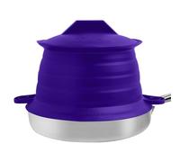 L.I.Q Silicone Splatter Guard - Fits 8 and 10 Inch Pots (20 and 25 Centimeters) - Microwave Safe and Durable SplatterDom - Includes 8” Lid - Food and Oil Splash Guard (Violet, Small)