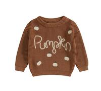 L&ieserram Baby Boy Girl Halloween Knitted Jumper Sweater Newborn Kids Long Sleeve Knitwear Pullover Toddler Casual Top Clothes Outfit Grows Autumn Winter (Pumpkin 03 - Brown, 2-3 Years)