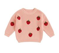 L&ieserram Baby Boy Girl Knitted Jumper Sweater Newborn Long Sleeve Knitwear Pullover Toddler Casual Top Grows Clothes Outfit Autumn Winter 0-3 Years (Strawberry - Pink, 12-18 Months)
