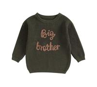 L&ieserram Baby Boy Knitted Jumper Sweater Newborn Kids Long Sleeve Knitwear Toddler Casual Top Clothes Brother Matching Pullover Outfit Grows Autumn Winter (Big Brother - Army Green, 2-3 Years)