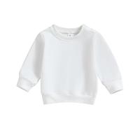 L&ieserram Baby Boys Basic Pullover Sweatshirts Solid Long Sleeve Top Toddler Causal Spring Fall Clothes (White, 0-6 Months)